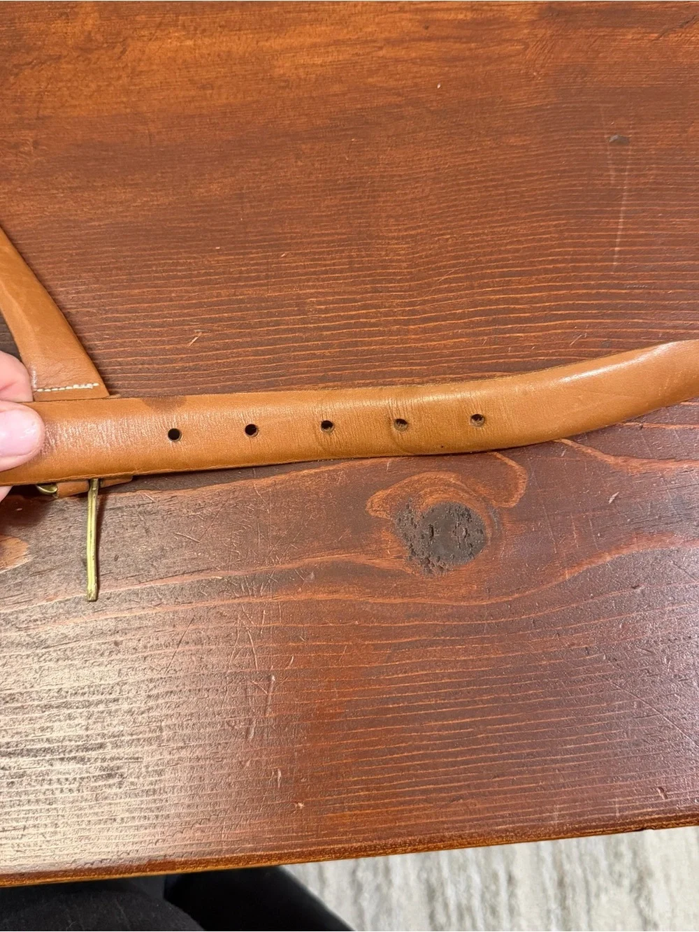 Vintage Cole Haan Chestnut Men's Belt with Brass Buckle 36